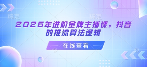 2025年进阶金牌主播课，抖音的推流算法逻辑 - u4站-u4站