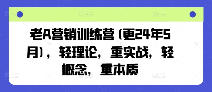 老A营销训练营(更24年10月)，轻理论，重实战，轻概念，重本质 - u4站-u4站