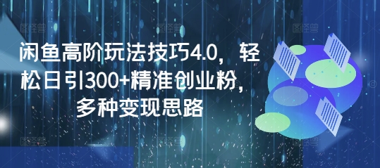 闲鱼高阶玩法技巧4.0，轻松日引300+精准创业粉，多种变现思路 - u4站-u4站