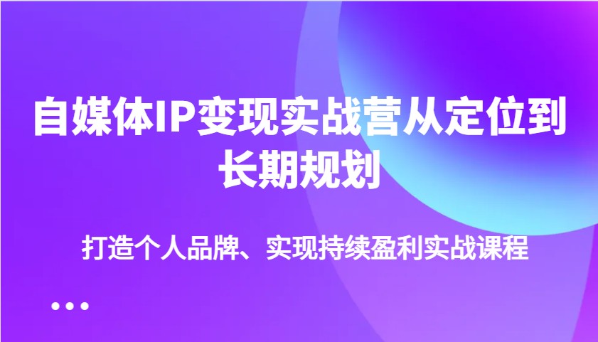 自媒体IP变现实战营从定位到长期规划，打造个人品牌、实现持续盈利实战课程 - u4站-u4站