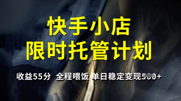 快手小店限时托管计划，收益55分，全程喂饭，单日稳定变现5张【揭秘】 - u4站-u4站