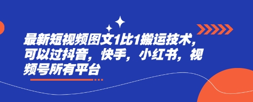 最新短视频图文1比1搬运技术，可以过抖音，快手，小红书，视频号所有平台 - u4站-u4站