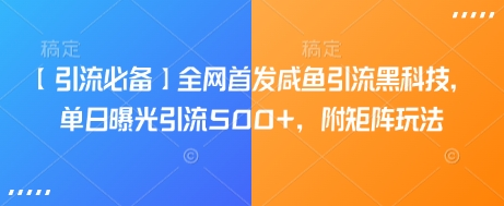 【引流必备】全网首发咸鱼引流黑科技，单日曝光引流500+，附矩阵玩法【揭秘】 - u4站-u4站