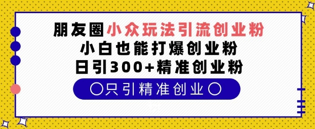 朋友圈小众玩法引流创业粉，小白也能打爆创业粉，日引300+精准创业粉【揭秘】 - u4站-u4站