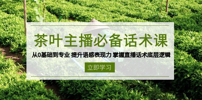 茶叶 主播必备话术课 从0基础到专业 提升语感表现力 掌握直播话术底层逻辑 - u4站-u4站