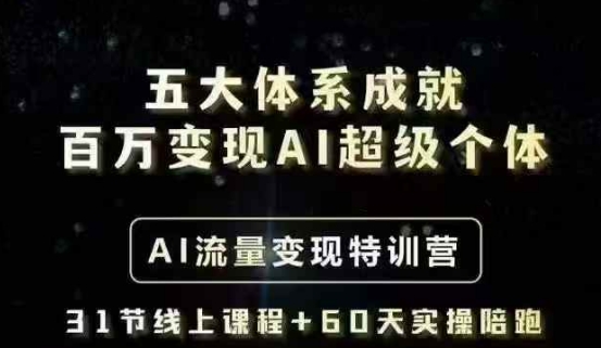 五大体系成就百万变现AI超级个体- AI流量变现特训营，一步一步教你一个人怎么年入百W - u4站-u4站