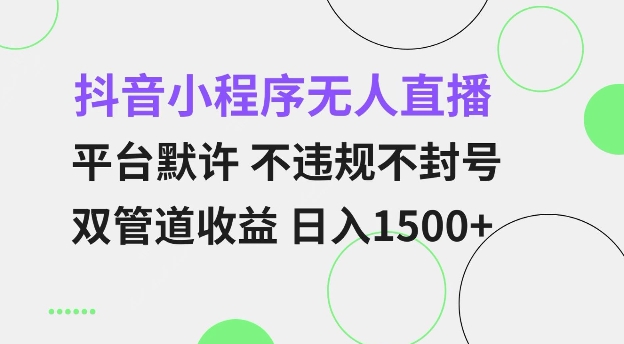 抖音小程序无人直播 平台默许 不违规不封号 双管道收益 日入多张 小白也能轻松操作【仅揭秘】 - u4站-u4站